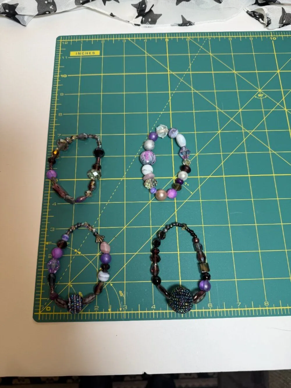 4 Stretchy Handcrafted Beaded Bracelets Purple Featuring Jesse James Beads